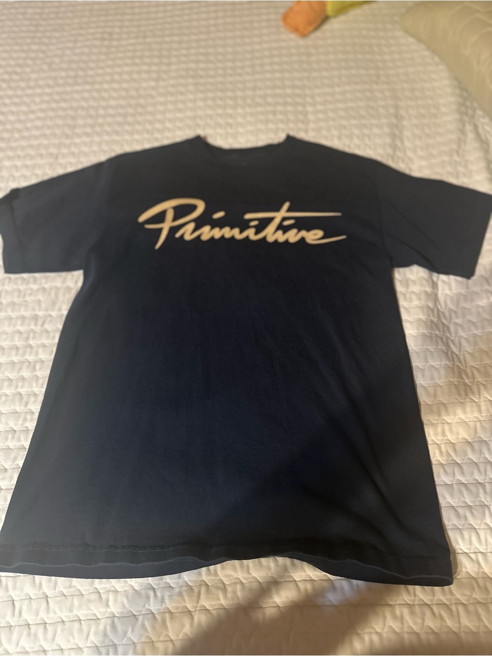 Primitive Black Tee with Cream Script Logo